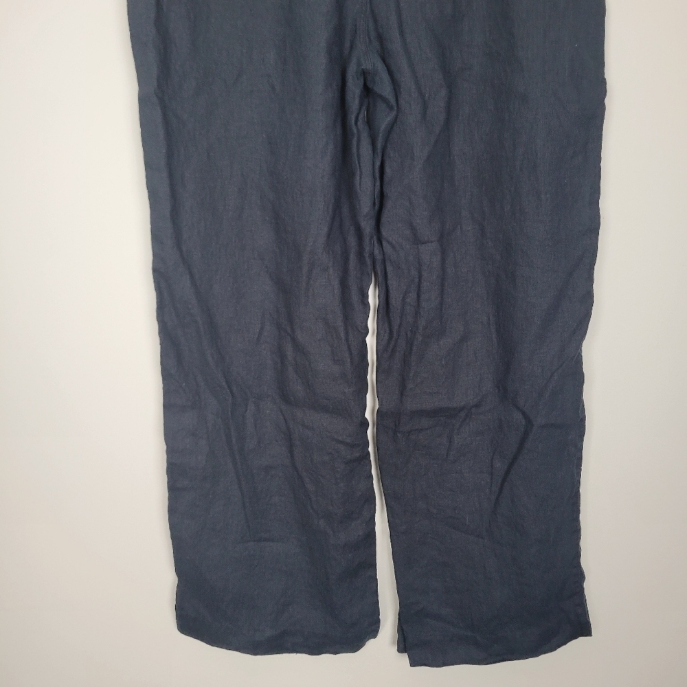 Athleta Retreat 100% Linen High Rise Wide Leg Pants Womens Large Black Relaxed - Picture 7 of 9